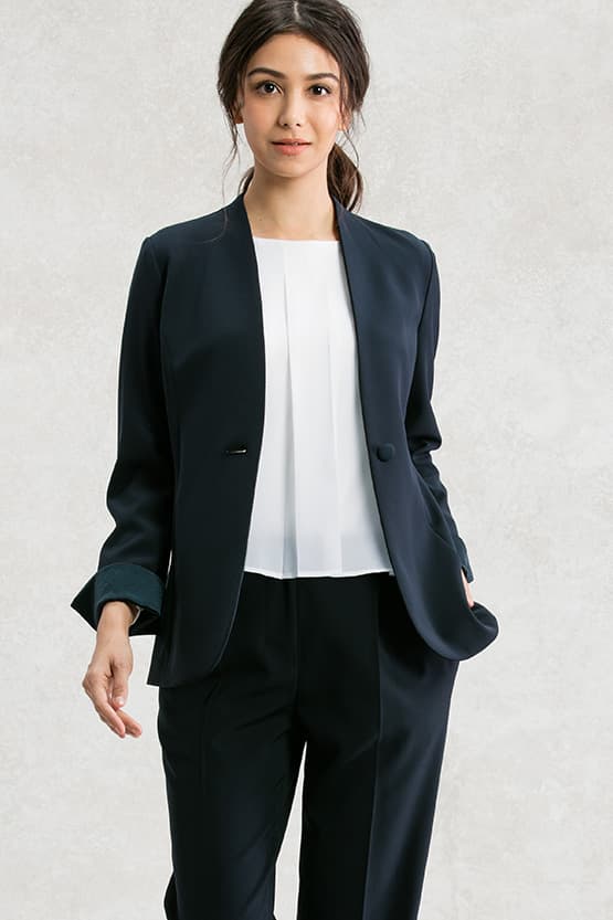 【ストレッチシフォン】ラウンドネックトップス
