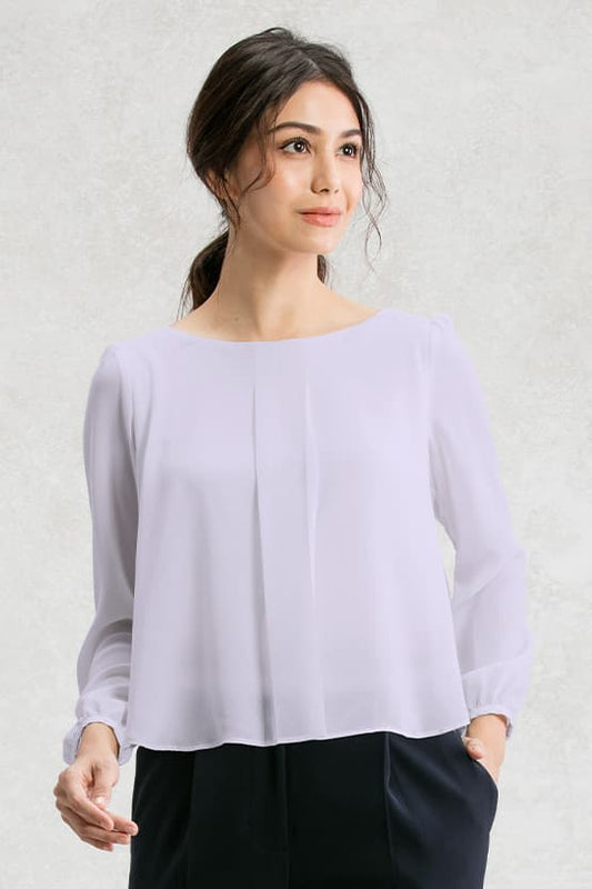 【ストレッチシフォン】ラウンドネックトップス