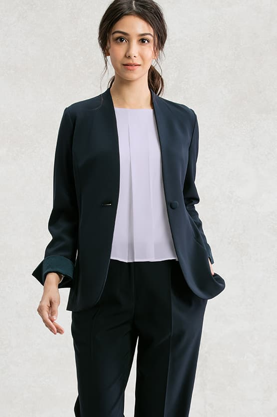 【ストレッチシフォン】ラウンドネックトップス