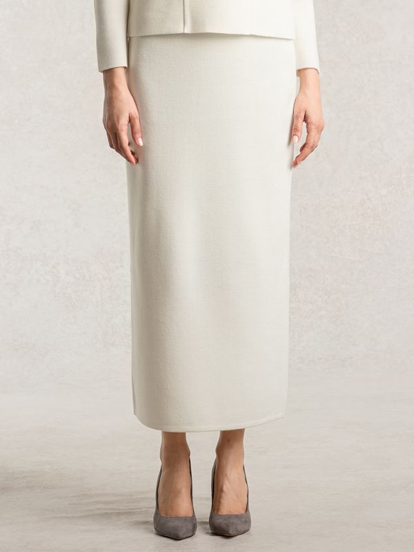 Milky White Knit Long Skirt