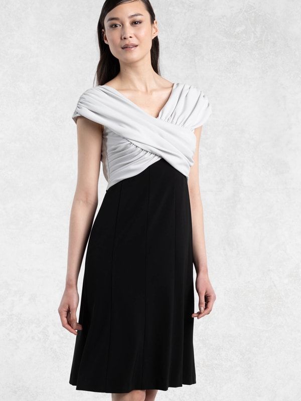 Greige x Black Shoulder Venus Dress