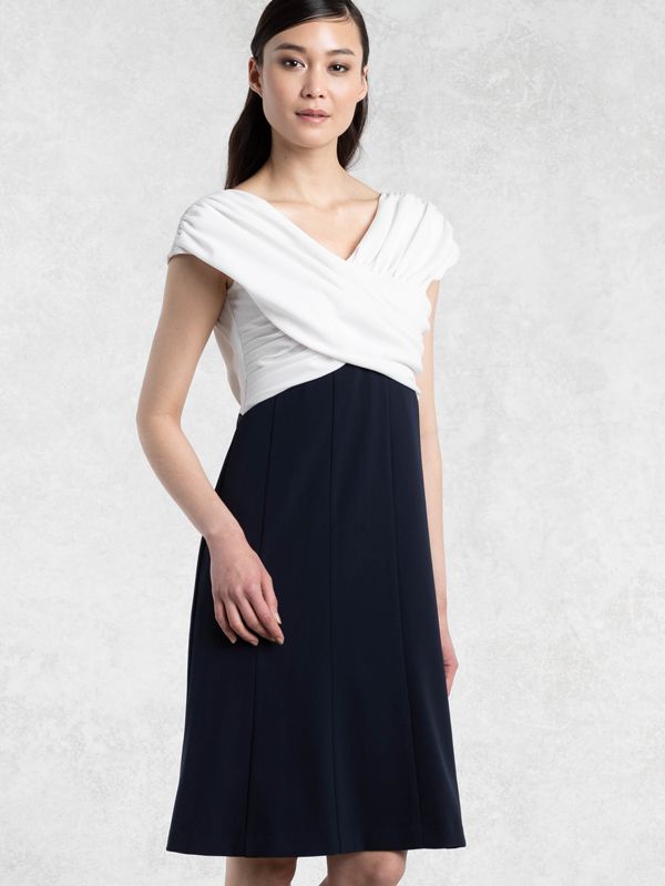 White x Navy Shoulder Venus Dress