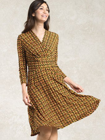 kay me カシュクールワンピース コットン】衿なしカシュクールワンピース– kay me