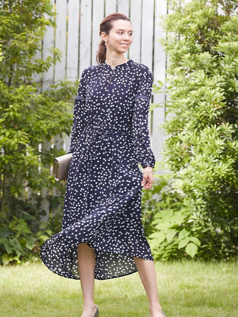 Kay me　ストレッチシフォン　プティネイビー　シフォンワンピース　洗える Kay me ストレッチシフォン プティネイビー シフォンワンピース