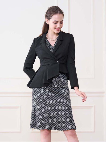 ブラック アシンメトリーストレッチジャケット– kay me