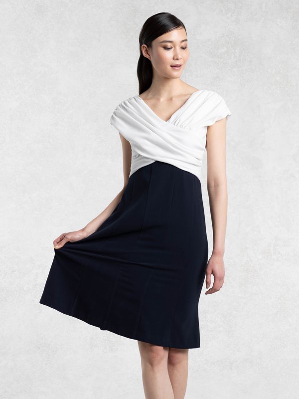 White x Navy Shoulder Venus Dress