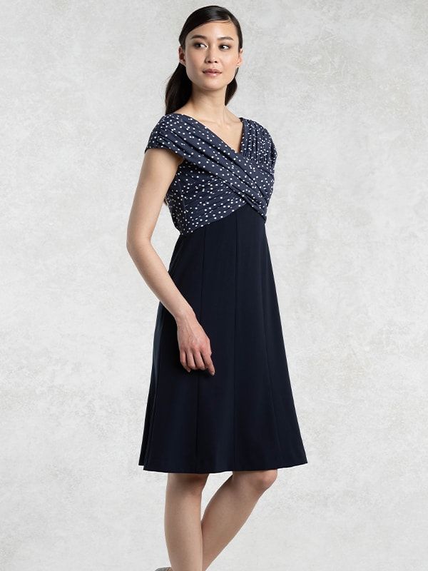 Navy Dot x Navy Shoulder Venus Dress