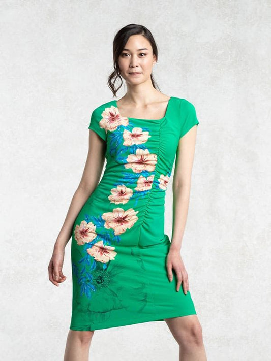 Square-Neck Side Gather Dress