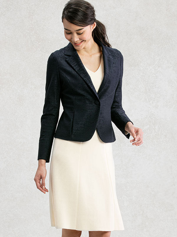 【Set-up】Navy Jacquard Tailored Jacket