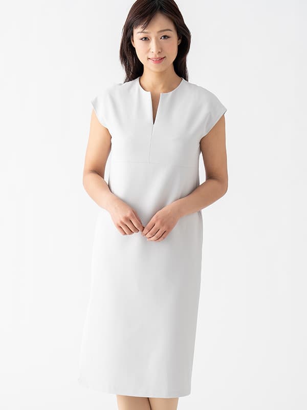 Cooling Gray Split Neck Sack Dress