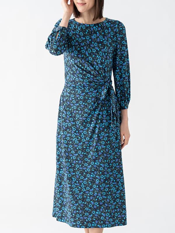 Navy Petite Flower Long Daily Dress
