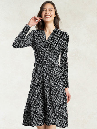 ブラックチェック カシュクールワンピース– kay me